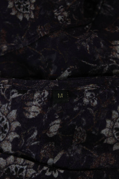 Kobi Halperin Women Silk Floral Long Sleeve Button Round Neck Blouse Size M