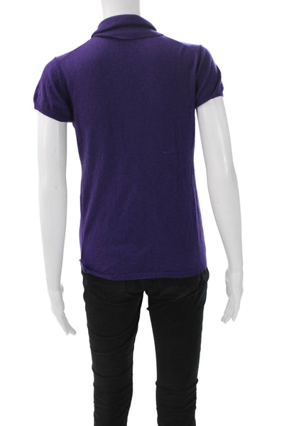 Theory Womens Pullover Sweater Purple Wool Turtleneck Short Sleeve Size M