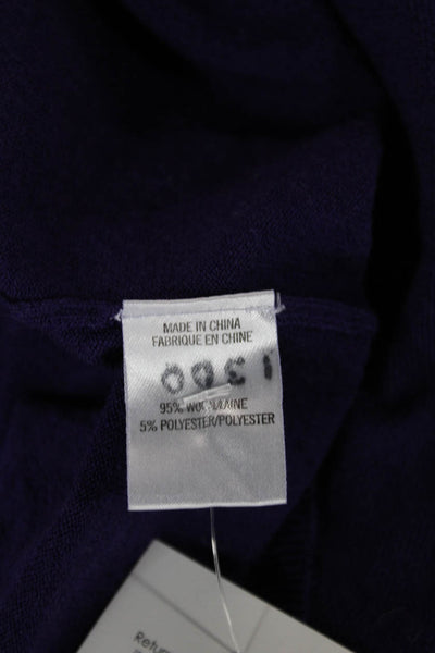 Theory Womens Pullover Sweater Purple Wool Turtleneck Short Sleeve Size M
