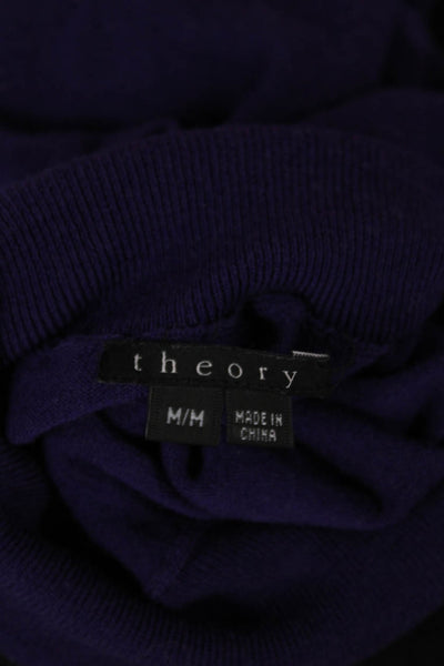 Theory Womens Pullover Sweater Purple Wool Turtleneck Short Sleeve Size M