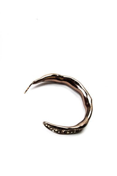 Alexis Bittar Womens Gunmetal Tone Crystal Encrusted Hoop Earrings