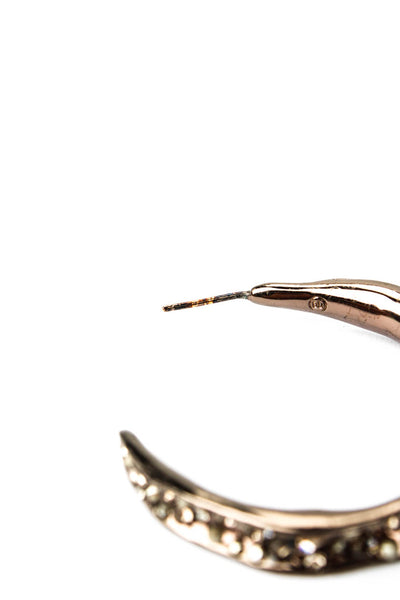 Alexis Bittar Womens Gunmetal Tone Crystal Encrusted Hoop Earrings