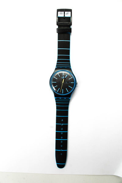 Swatch Unisex Black/Blue Plastic/Silicone Glow That Way Quartz Watch 41mm
