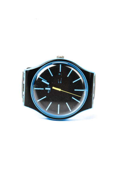Swatch Unisex Black/Blue Plastic/Silicone Glow That Way Quartz Watch 41mm