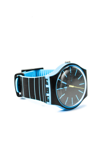 Swatch Unisex Black/Blue Plastic/Silicone Glow That Way Quartz Watch 41mm
