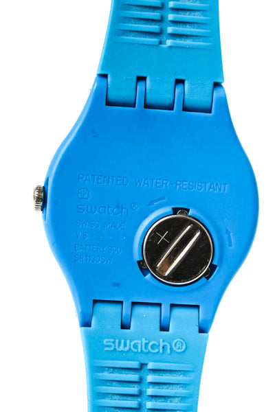 Swatch Unisex Black/Blue Plastic/Silicone Glow That Way Quartz Watch 41mm