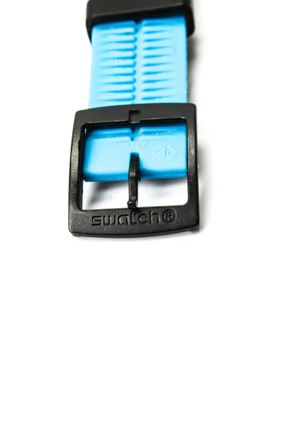 Swatch Unisex Black/Blue Plastic/Silicone Glow That Way Quartz Watch 41mm
