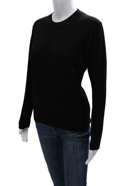 Minnie Rose Women Pullover Viscose Black Crew Neck Long Sleeve Size L
