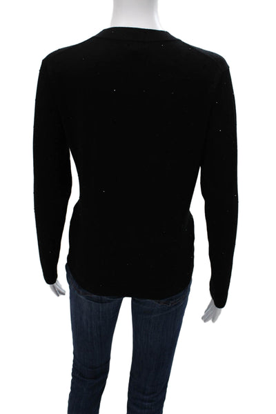 Minnie Rose Women Pullover Viscose Black Crew Neck Long Sleeve Size L