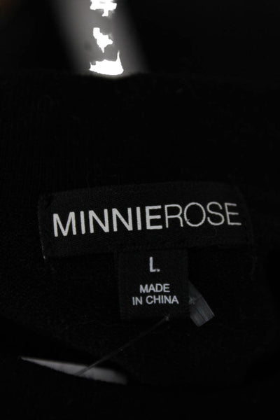 Minnie Rose Women Pullover Viscose Black Crew Neck Long Sleeve Size L