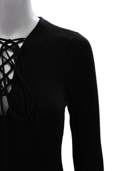 Autumn Cashmere Womens Merino Wool Tunic Sweater Black Long Sleeve Size M