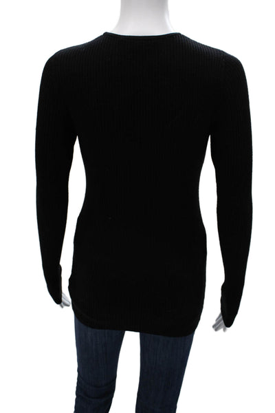 Autumn Cashmere Womens Merino Wool Tunic Sweater Black Long Sleeve Size M