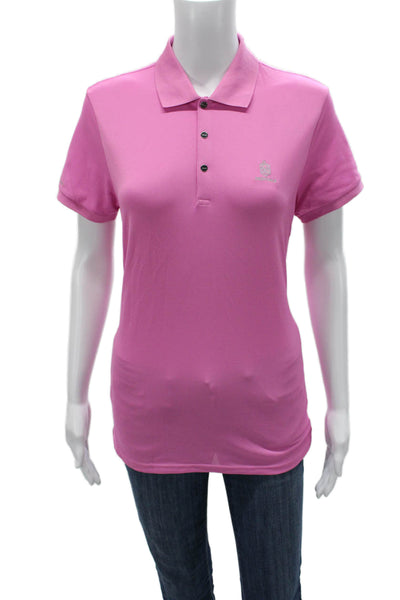 RLX Ralph Lauren Women Pink Collared Short Sleeve Basic Polo Size L