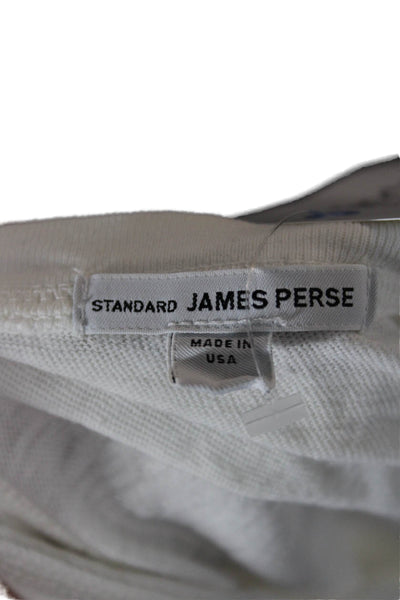 James Perse Women Basic White Scoop Neck Cotton Long Sleeve T-Shirt Size 1