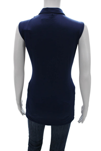 Vineyard Vines Women Collared Sleeveless Polo Blue Polyester Size L