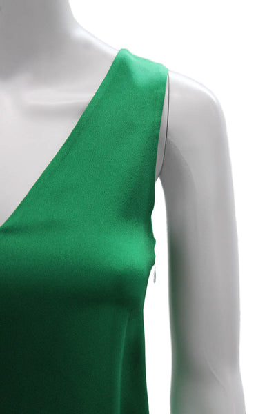Rosetta Getty Womens Sleeveless V-Neck Basic Blouse Green Zip Size 2