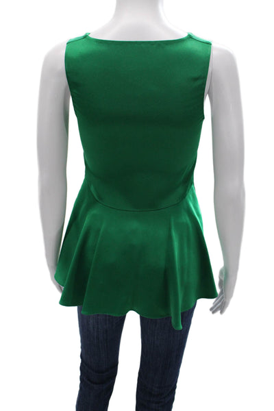 Rosetta Getty Womens Sleeveless V-Neck Basic Blouse Green Zip Size 2