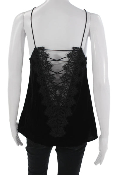 Cami NYC Women Black Viscose Halter Camisole Lace Up Sleeveless Fall Size S