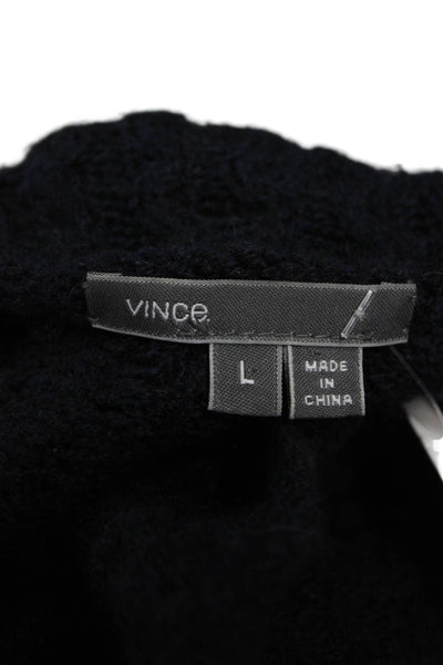 Vince Women Pullover Sweater Merino Wool Boat Neck Long Sleeve Blue Size L
