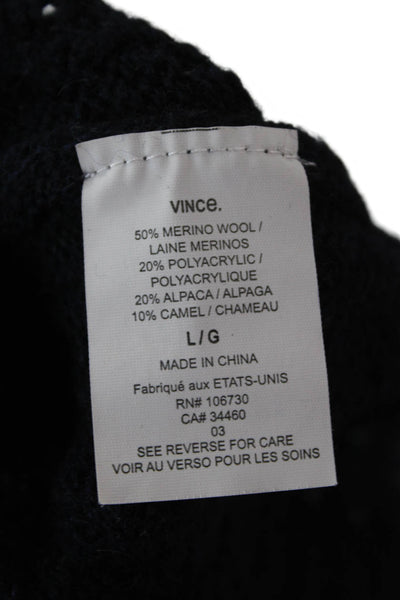 Vince Women Pullover Sweater Merino Wool Boat Neck Long Sleeve Blue Size L