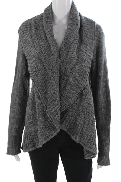 Autumn Cashmere Womens Gray Collared Cashmere Cardigan Long Sleeve Size L