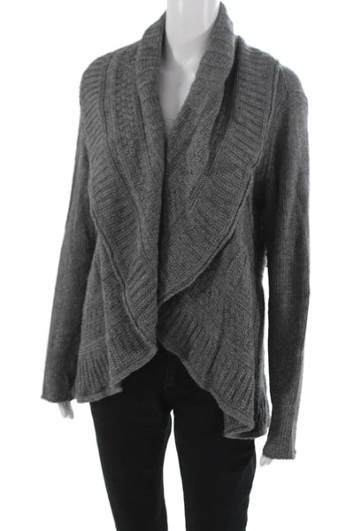 Autumn Cashmere Womens Gray Collared Cashmere Cardigan Long Sleeve Size L