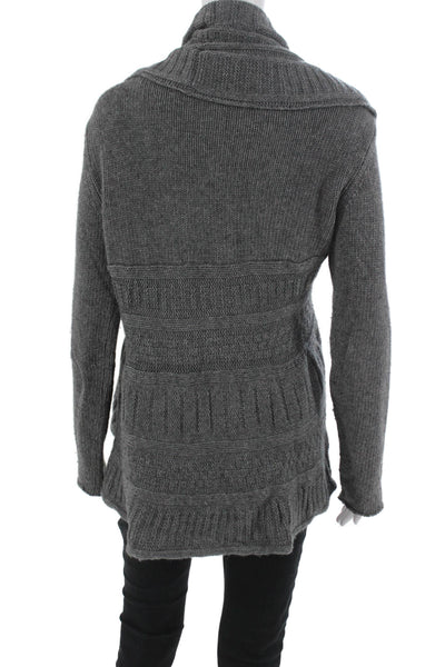 Autumn Cashmere Womens Gray Collared Cashmere Cardigan Long Sleeve Size L