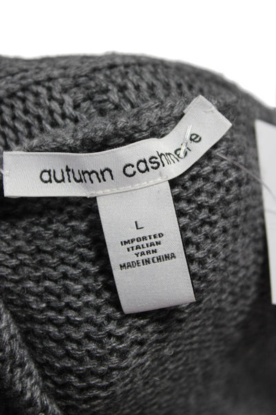 Autumn Cashmere Womens Gray Collared Cashmere Cardigan Long Sleeve Size L