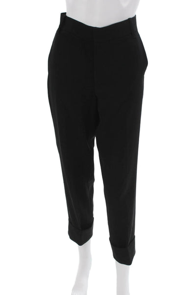 Vince Women Cropped Black Polyester Pants Zip Solid Size 6