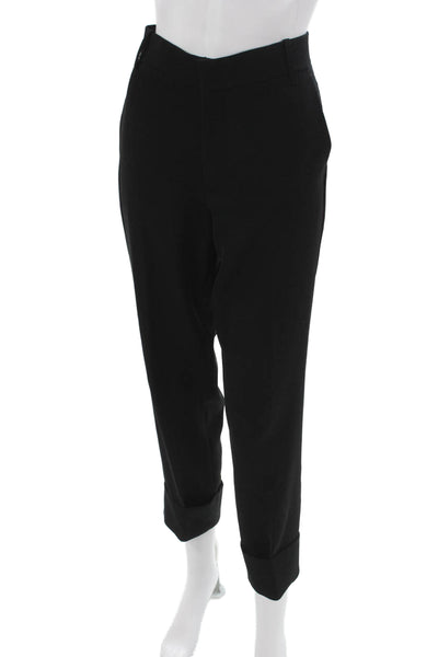 Vince Women Cropped Black Polyester Pants Zip Solid Size 6