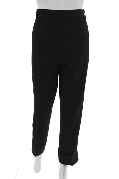 Vince Women Cropped Black Polyester Pants Zip Solid Size 6
