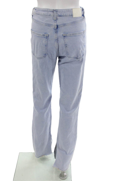 Zara Womens Straight Jeans Blue Mid Rise Cotton Blend Size 4