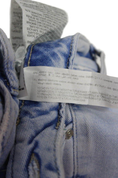 Zara Womens Straight Jeans Blue Mid Rise Cotton Blend Size 4