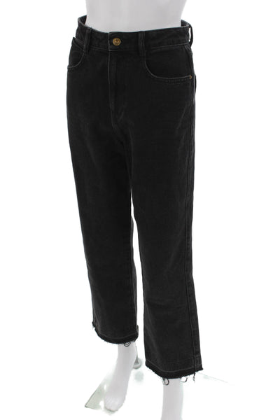 Zara Women Cropped Black Mid-Rise Cotton Jeans Size 4
