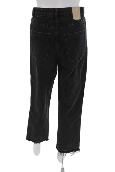 Zara Women Cropped Black Mid-Rise Cotton Jeans Size 4
