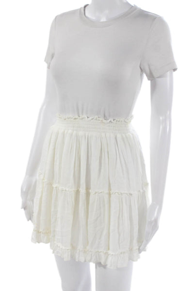 YFB Womens Peasant Skirt White Short Rayon Size M