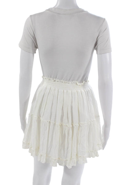 YFB Womens Peasant Skirt White Short Rayon Size M