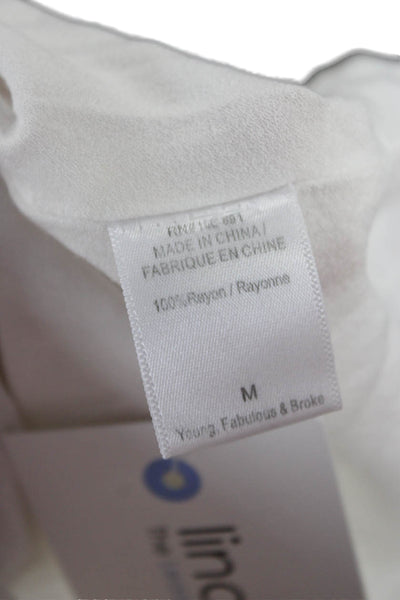 YFB Womens Peasant Skirt White Short Rayon Size M