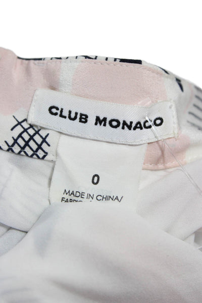 Club Monaco Womens A-Line Floral Silk Blend Short Skirt Black Zip Size 0
