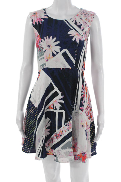 French Connection Women Fit & Flare Floral Multicolor Dress Sleeveless Size 2