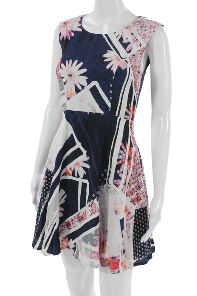 French Connection Women Fit & Flare Floral Multicolor Dress Sleeveless Size 2