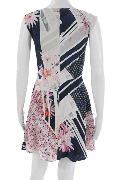 French Connection Women Fit & Flare Floral Multicolor Dress Sleeveless Size 2