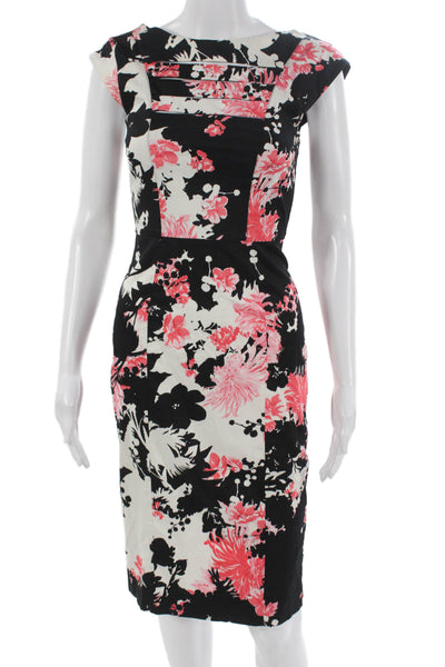 French Connection Womens Pencil Dress Multicolor Boat Neck Short Sleeve Size 0