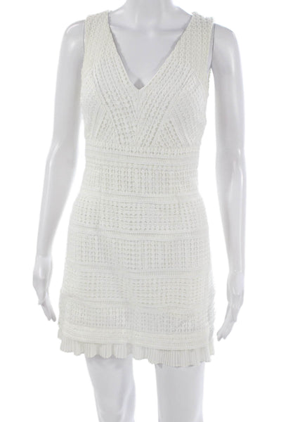 French Connection Womens Bodycon Dress White V Neck Sleeveless Geometric Size 0