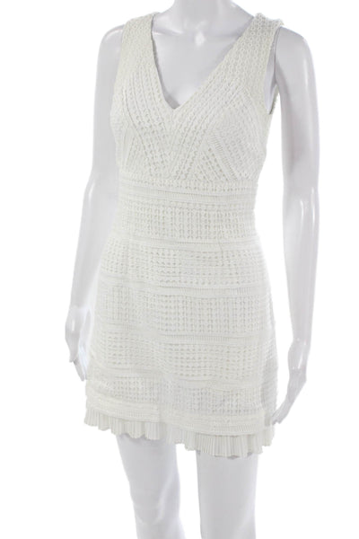 French Connection Womens Bodycon Dress White V Neck Sleeveless Geometric Size 0
