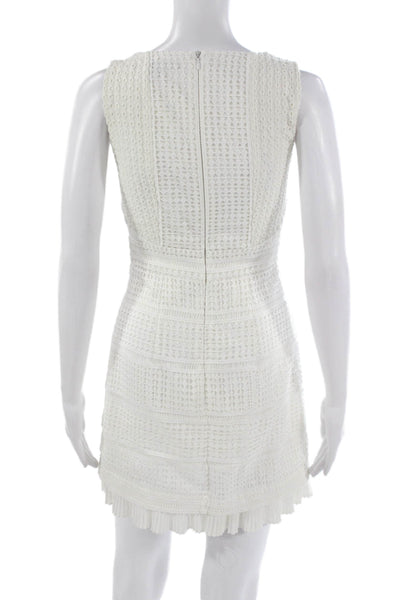 French Connection Womens Bodycon Dress White V Neck Sleeveless Geometric Size 0