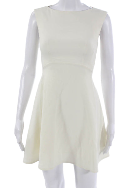 French Connection Women Fit and Flare Dress Ivory Boatneck Size 4