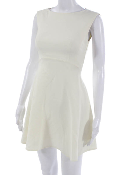 French Connection Women Fit and Flare Dress Ivory Boatneck Size 4