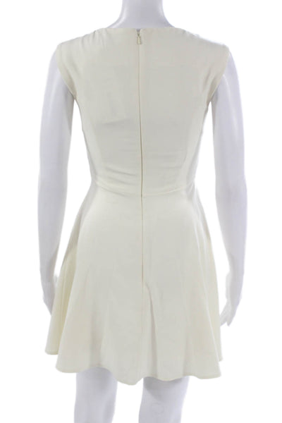 French Connection Women Fit and Flare Dress Ivory Boatneck Size 4