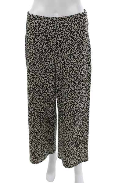 Zara Womens Black Animal Print Polyester Zip Pants Size L